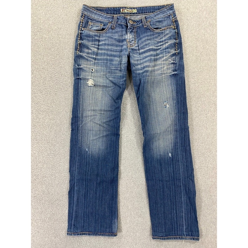 BKE Tenley Women's Jeans Size 28x33.5 (Fits 32x32) Bootcut Distressed Wash‎ Y2K